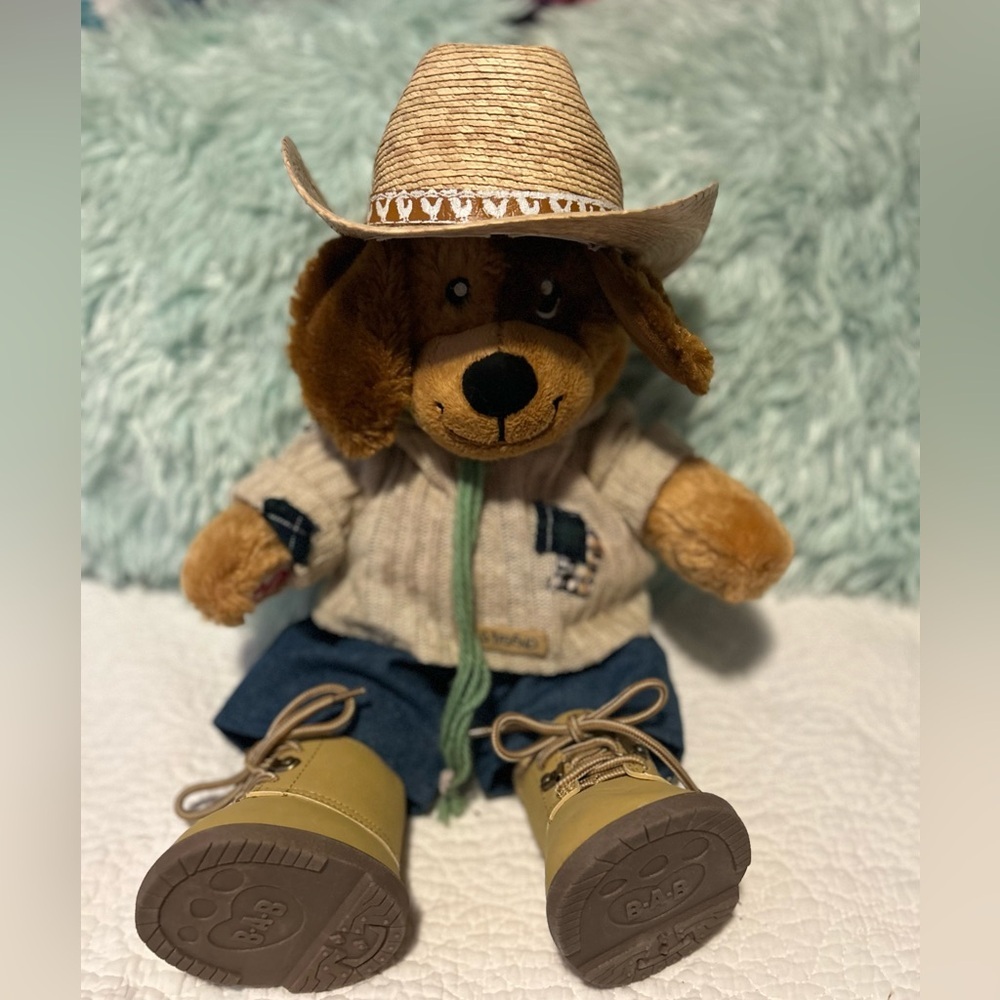 50%offw❤️ BAB Build A Bear Workshop 16”Dog Brown Patch-Spotted dog retired 2013